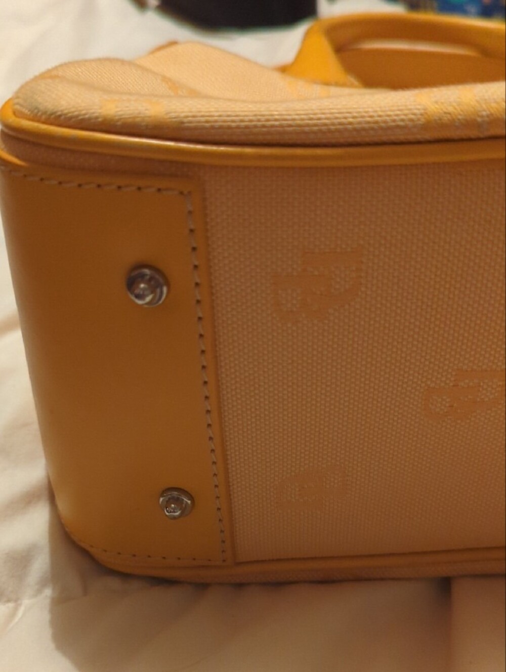 Dooney & Bourke Yellow Leather Satchel with Top Handles - Picture 3 of 5